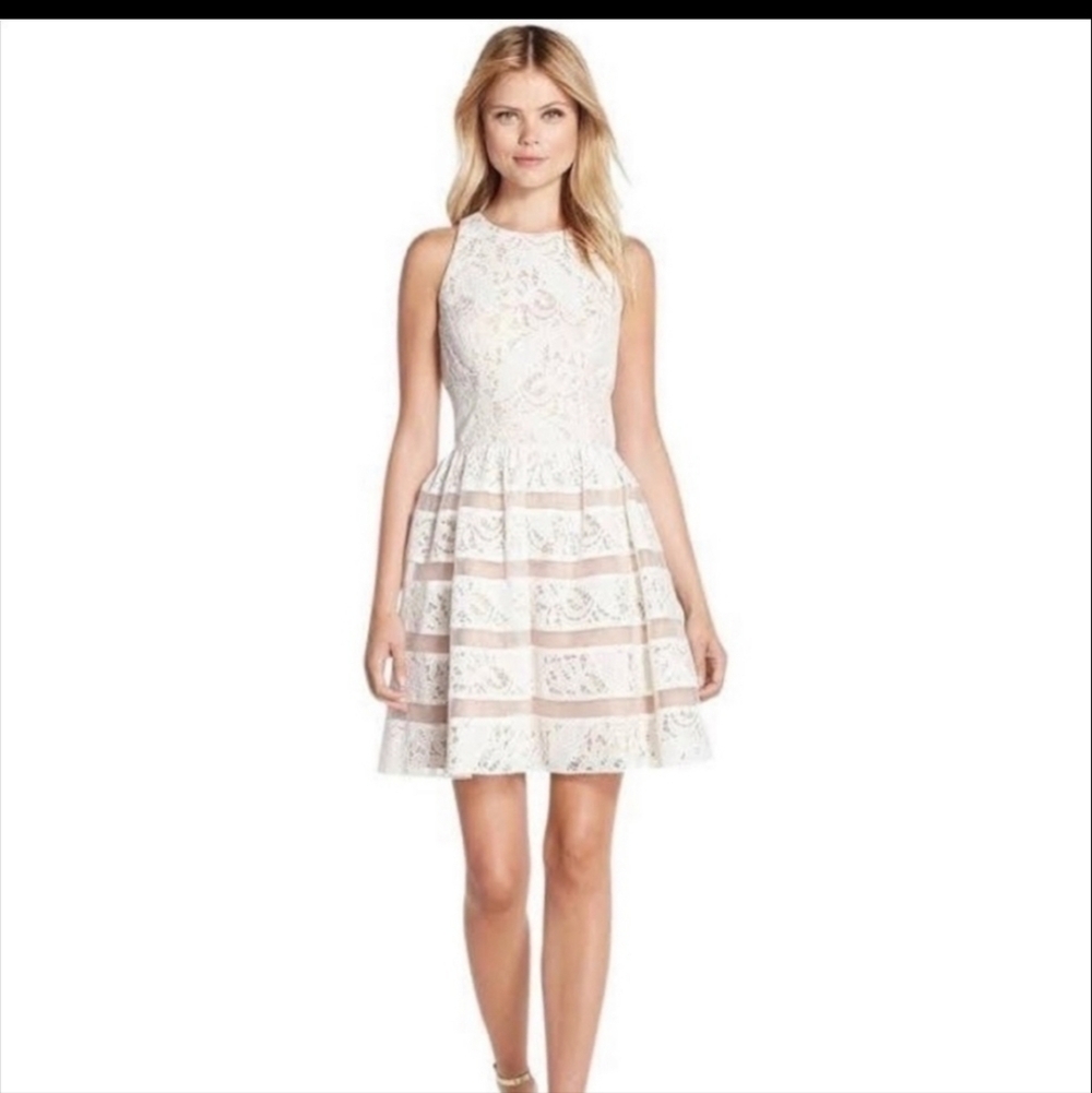 Aidan by Aidan Mattox Sleeveless Lace Fit & Flare Cocktail Party Dress, sz 4